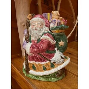 Santa with Toy Sack and Ceramic Cookie Jar